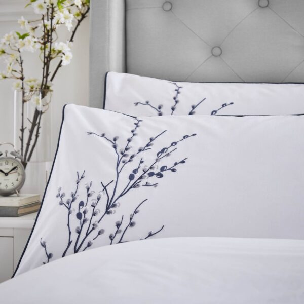 Pussy Willow Sprig Embroidered Midnight Bedding - Single - Image 3