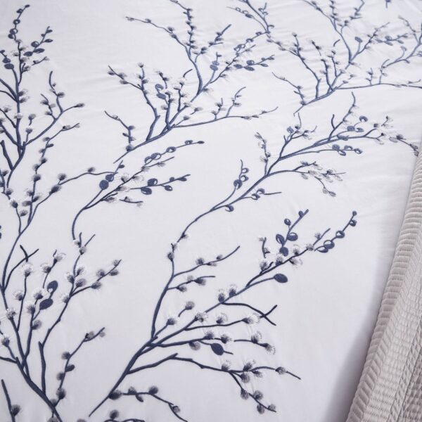 Pussy Willow Sprig Embroidered Midnight Bedding - Single - Image 2